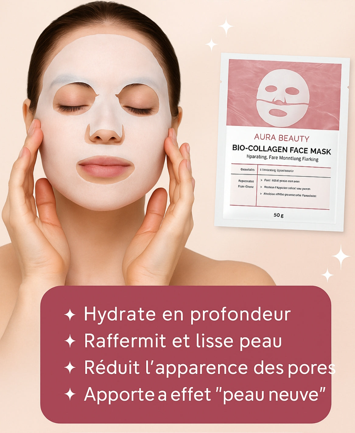 Masque Visage au Collagène – Hydratant, Anti-Âge & Éclat Instantané